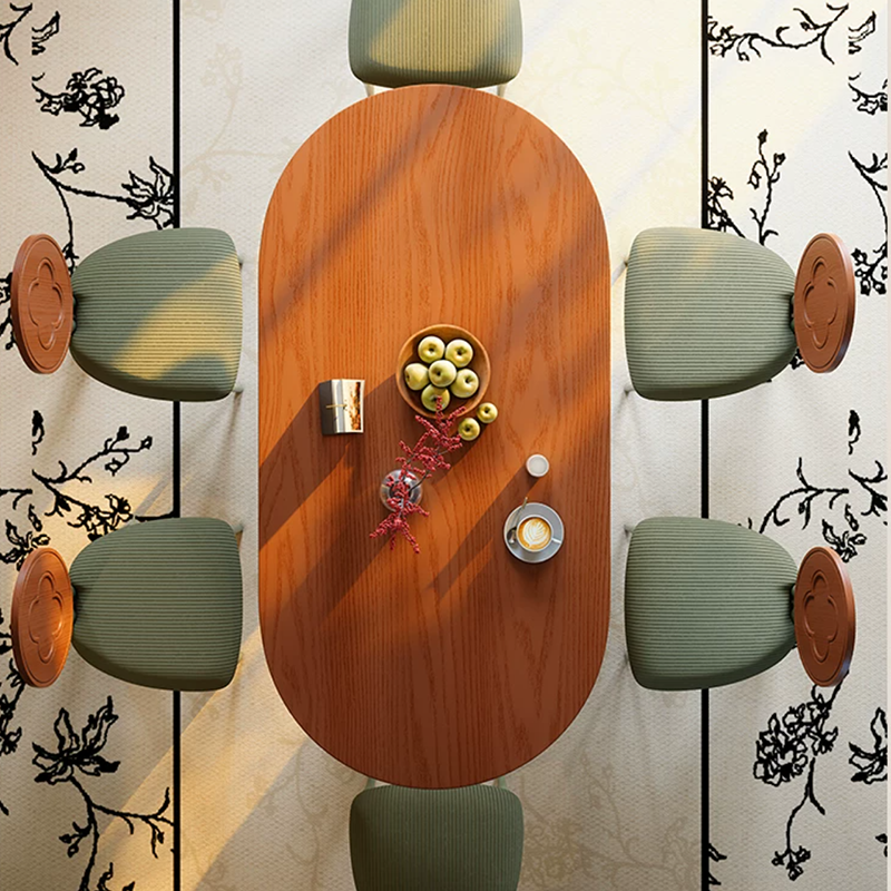 Premium Small Space Friendly Ash Wood Dining Table - French Oval Table With Thick Solid Top, Anti-Collision Rounded Corners, Durable For 6 Seats