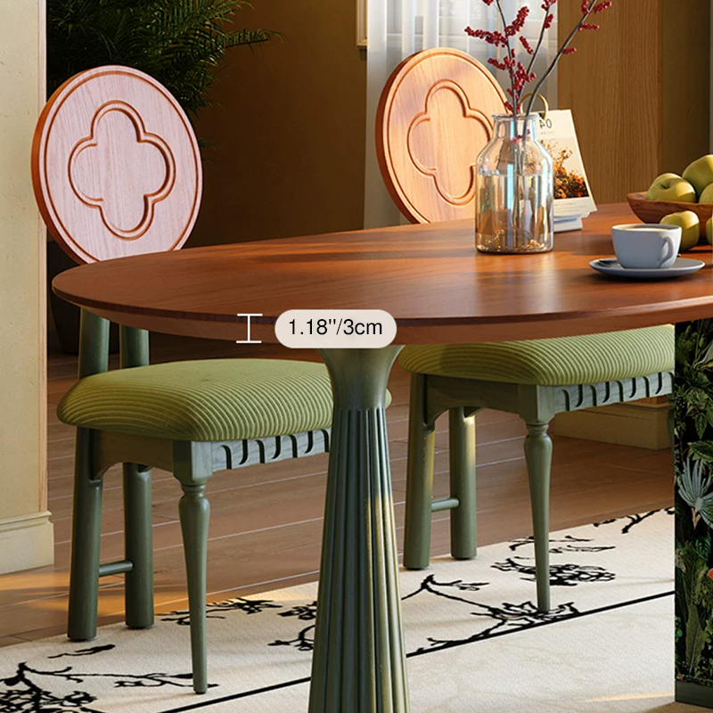 Premium Small Space Friendly Ash Wood Dining Table - French Oval Table With Thick Solid Top, Anti-Collision Rounded Corners, Durable For 6 Seats