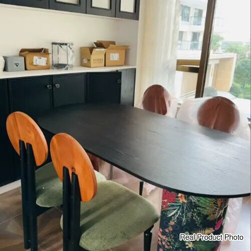 Premium Small Space Friendly Ash Wood Dining Table - French Oval Table With Thick Solid Top, Anti-Collision Rounded Corners, Durable For 6 Seats