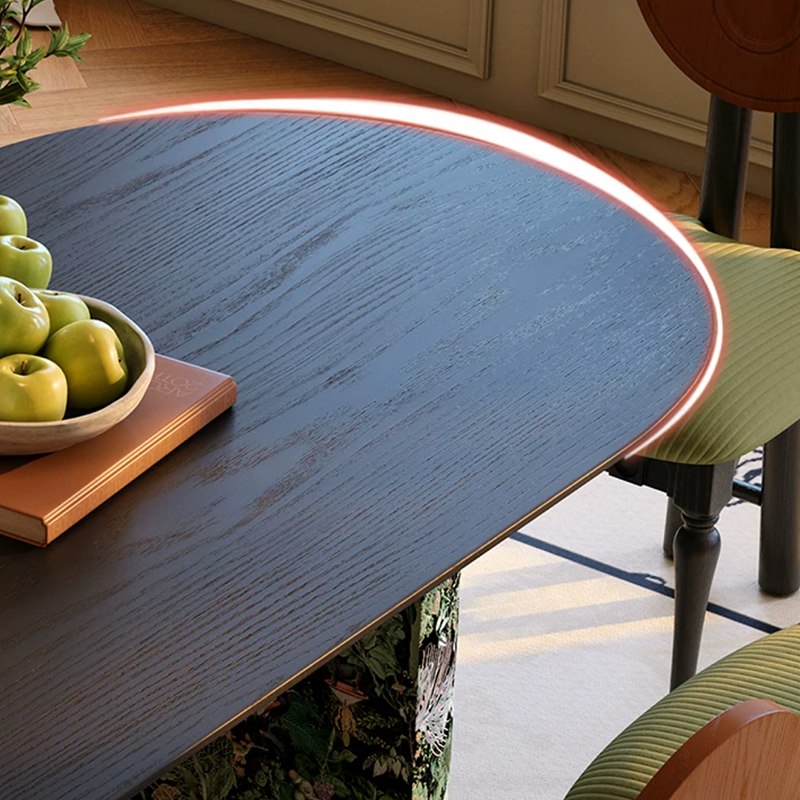 Premium Small Space Friendly Ash Wood Dining Table - French Oval Table With Thick Solid Top, Anti-Collision Rounded Corners, Durable For 6 Seats