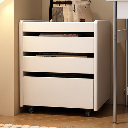 Contemporary Nordic Pine Wood Rubberwood Plywood Square Movable Storage Cabinet 3-Drawer For Bedroom & Living Room