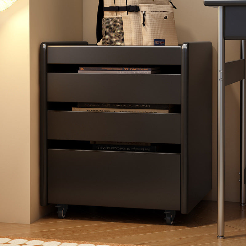 Contemporary Nordic Pine Wood Rubberwood Plywood Square Movable Storage Cabinet 3-Drawer For Bedroom & Living Room