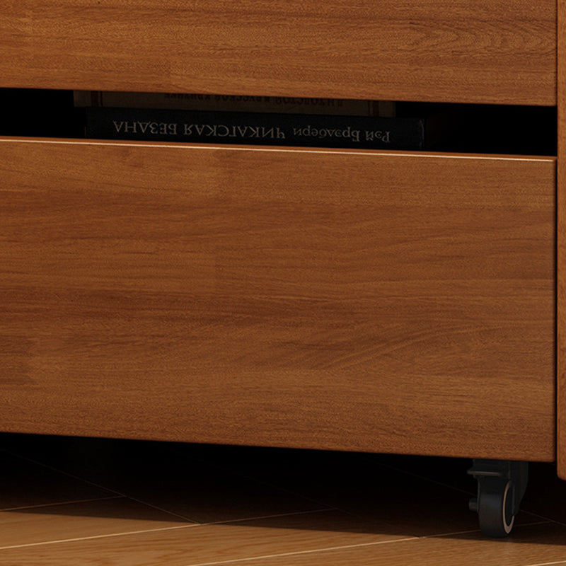Contemporary Nordic Pine Wood Rubberwood Plywood Square Movable Storage Cabinet 3-Drawer For Bedroom & Living Room