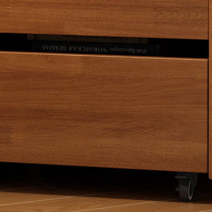 Contemporary Nordic Pine Wood Rubberwood Plywood Square Movable Storage Cabinet 3-Drawer For Bedroom & Living Room