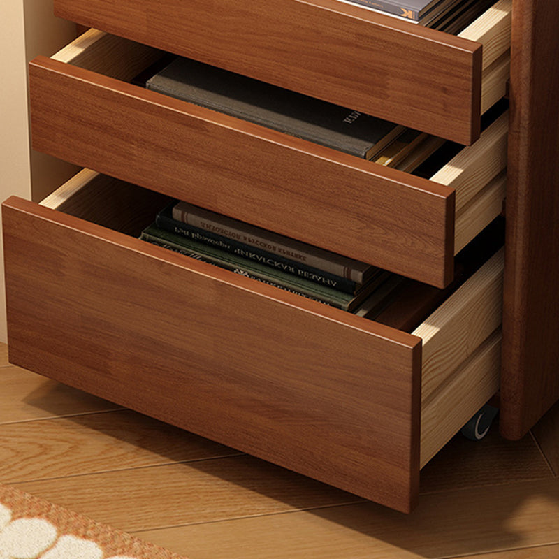 Contemporary Nordic Pine Wood Rubberwood Plywood Square Movable Storage Cabinet 3-Drawer For Bedroom & Living Room