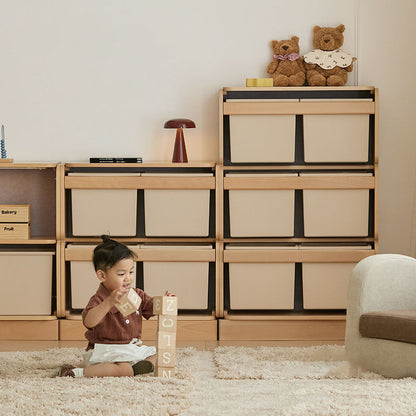 2 Large Drawers, 4 Small Drawers & Open Storage Shelves Large Capacity Kids Storage Cabinet - Minimalist Smooth Dual-Track Drawers & Eco-Friendly Wood Finish For Living Room