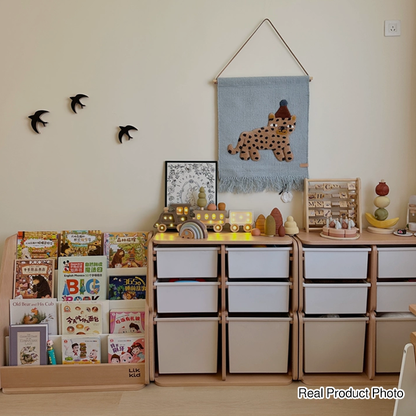 2 Large Drawers, 4 Small Drawers & Open Storage Shelves Large Capacity Kids Storage Cabinet - Minimalist Smooth Dual-Track Drawers & Eco-Friendly Wood Finish For Living Room