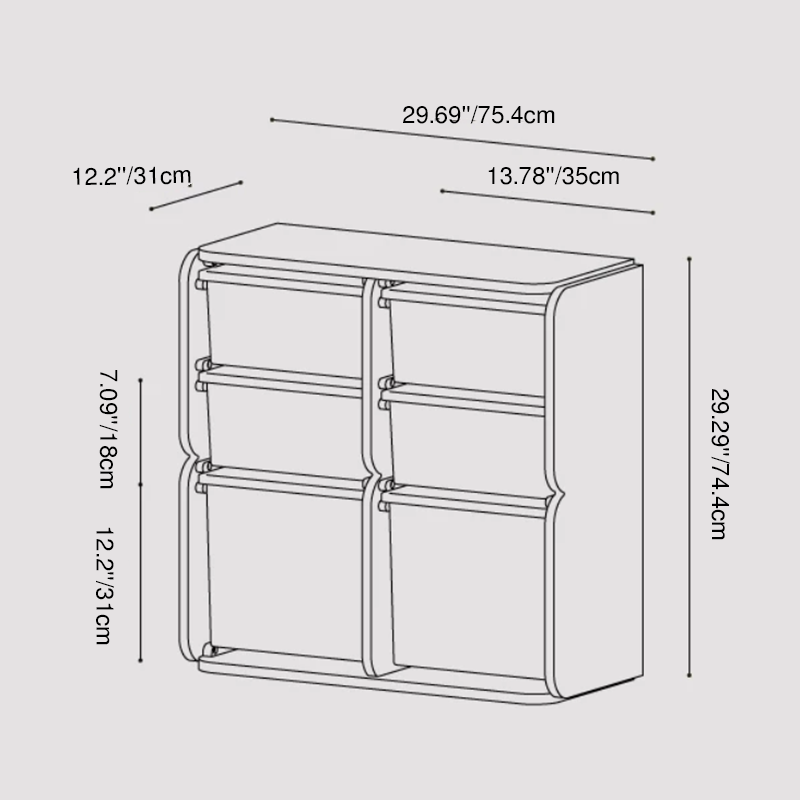 2 Large Drawers, 4 Small Drawers & Open Storage Shelves Large Capacity Kids Storage Cabinet - Minimalist Smooth Dual-Track Drawers & Eco-Friendly Wood Finish For Living Room