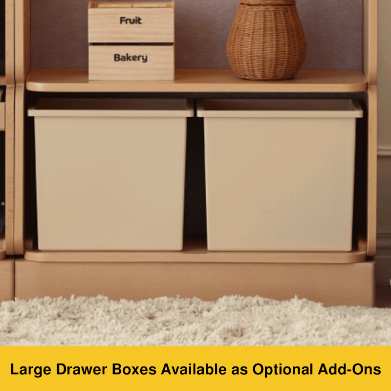 2 Large Drawers, 4 Small Drawers & Open Storage Shelves Large Capacity Kids Storage Cabinet - Minimalist Smooth Dual-Track Drawers & Eco-Friendly Wood Finish For Living Room