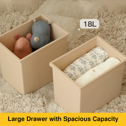 2 Large Drawers, 4 Small Drawers & Open Storage Shelves Large Capacity Kids Storage Cabinet - Minimalist Smooth Dual-Track Drawers & Eco-Friendly Wood Finish For Living Room