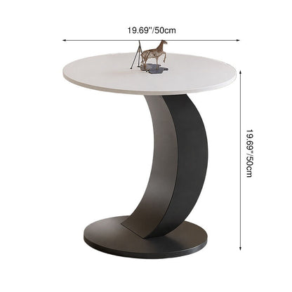 Modern Minimalist Stone Slab Iron Round End Table For Living Room