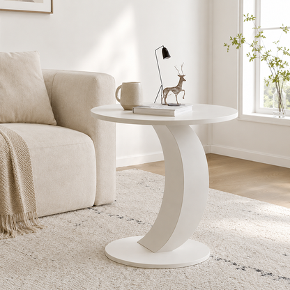 Modern Minimalist Stone Slab Iron Round End Table For Living Room