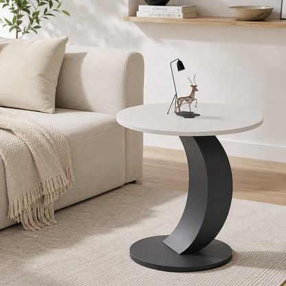 Modern Minimalist Stone Slab Iron Round End Table For Living Room