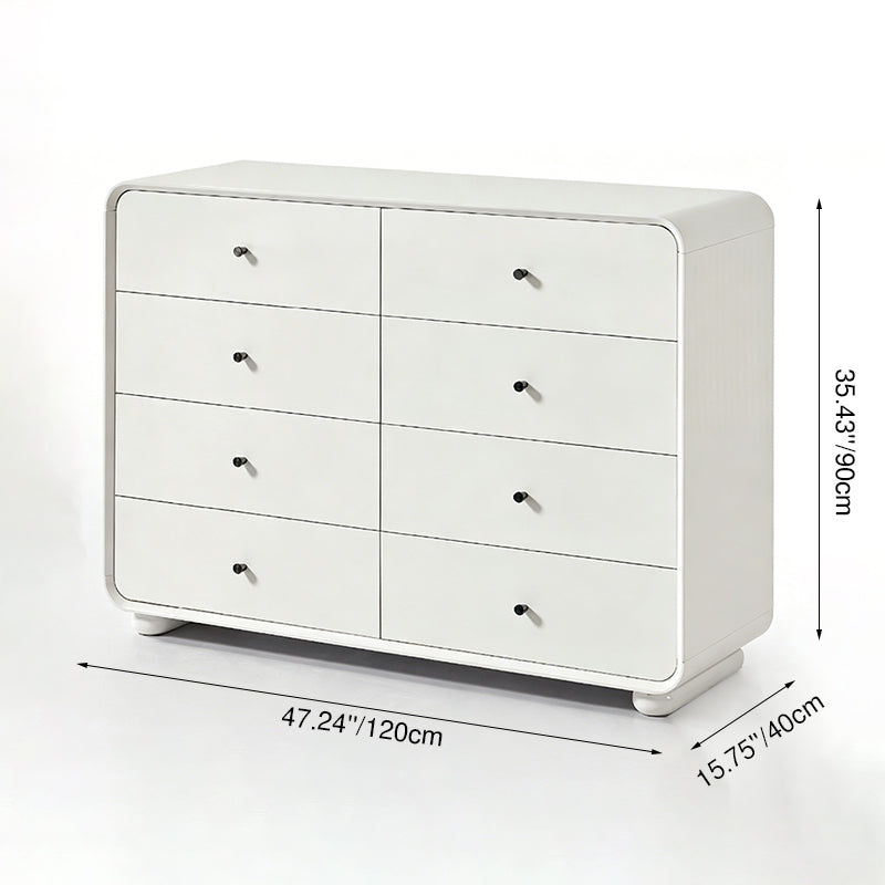 Rounded Edge Design, White Or Peacock Blue Finish Storage Cabinet - Nordic Cabinet With 5/8 Drawers, Durable MDF, Chest Of Drawers For Home Organization For Living Room