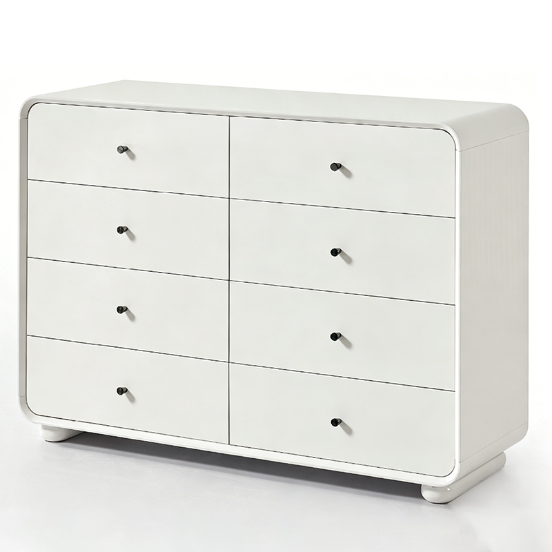 Rounded Edge Design, White Or Peacock Blue Finish Storage Cabinet - Nordic Cabinet With 5/8 Drawers, Durable MDF, Chest Of Drawers For Home Organization For Living Room