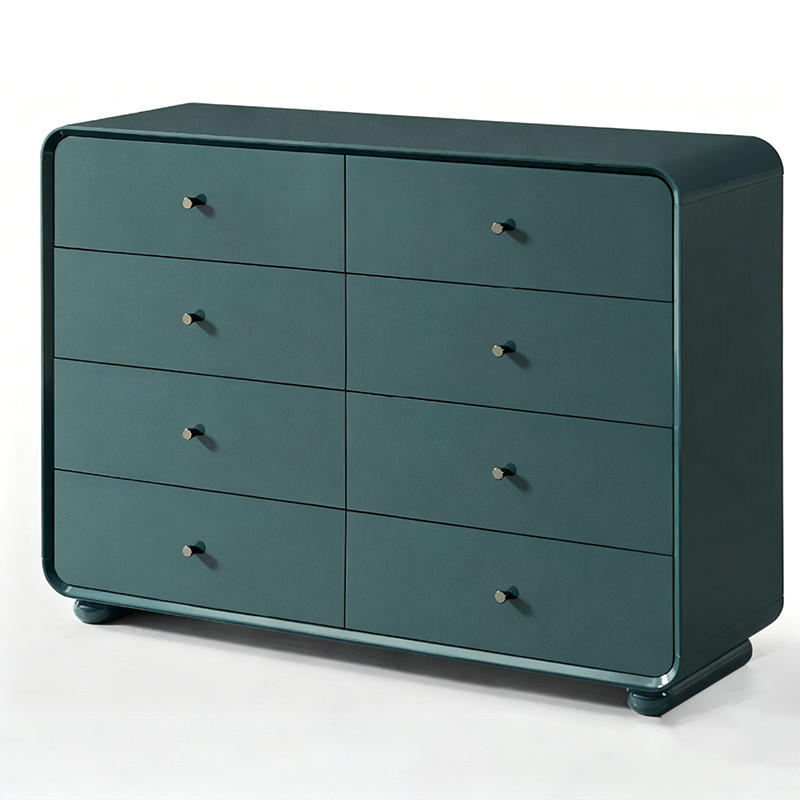 Rounded Edge Design, White Or Peacock Blue Finish Storage Cabinet - Nordic Cabinet With 5/8 Drawers, Durable MDF, Chest Of Drawers For Home Organization For Living Room