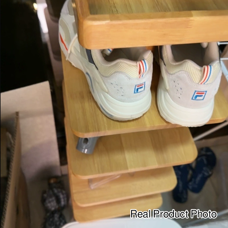 Modern Minimalist Rubberwood Square Shoe Storage 4/6-Tier Narrow & Space-Saving Shoe Rack For Entryway