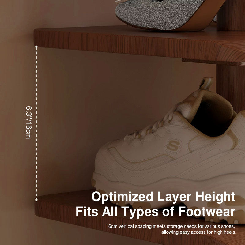Modern Minimalist Rubberwood Square Shoe Storage 4/6-Tier Narrow & Space-Saving Shoe Rack For Entryway