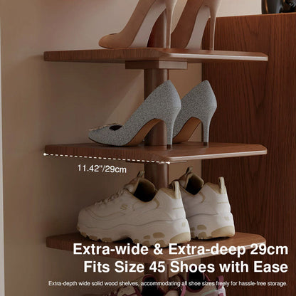 Modern Minimalist Rubberwood Square Shoe Storage 4/6-Tier Narrow & Space-Saving Shoe Rack For Entryway