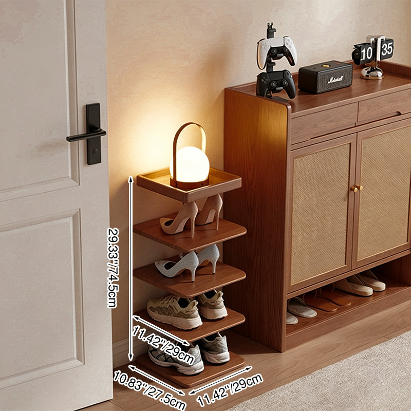 Modern Minimalist Rubberwood Square Shoe Storage 4/6-Tier Narrow & Space-Saving Shoe Rack For Entryway