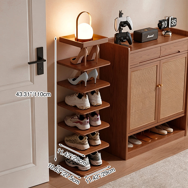 Modern Minimalist Rubberwood Square Shoe Storage 4/6-Tier Narrow & Space-Saving Shoe Rack For Entryway
