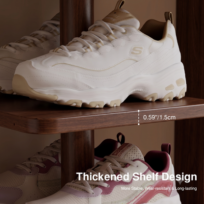 Modern Minimalist Rubberwood Square Shoe Storage 4/6-Tier Narrow & Space-Saving Shoe Rack For Entryway