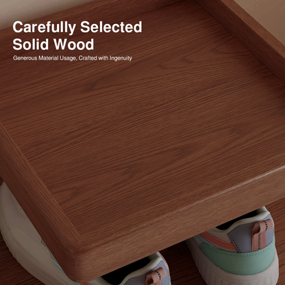 Modern Minimalist Rubberwood Square Shoe Storage 4/6-Tier Narrow & Space-Saving Shoe Rack For Entryway