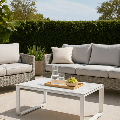 Rust-Resistant Rectangular Outdoor Coffee Table - 1-Tier Spacious Design For Balcony & Garden