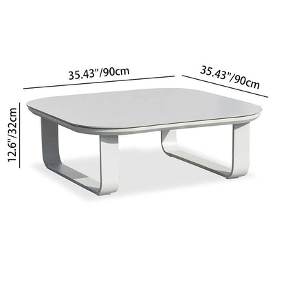 Sleek White Square Outdoor Coffee Table - 1-Tier Functional Design For Stylish Gardens & Outdoor Patios