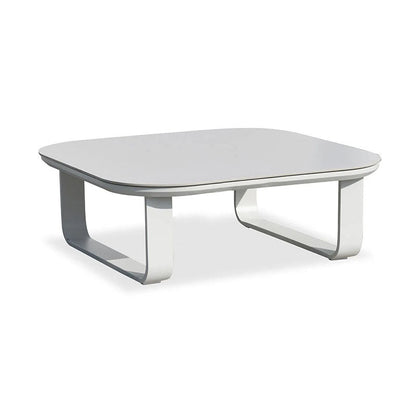 Sleek White Square Outdoor Coffee Table - 1-Tier Functional Design For Stylish Gardens & Outdoor Patios