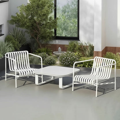 Sleek White Square Outdoor Coffee Table - 1-Tier Functional Design For Stylish Gardens & Outdoor Patios