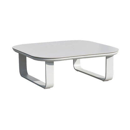 Sleek White Square Outdoor Coffee Table - 1-Tier Functional Design For Stylish Gardens & Outdoor Patios