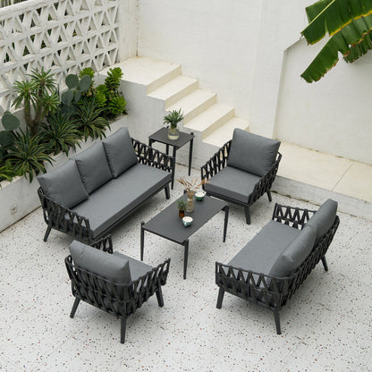 Industrial Style Sturdy Outdoor Coffee Table - 4-Leg Stability Strong Foundation For Balcony & Garden
