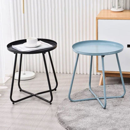 Simplicity Carbon Steel Outdoor End Table - Stable 2-Leg Design & Strong Weather Resistance For Garden