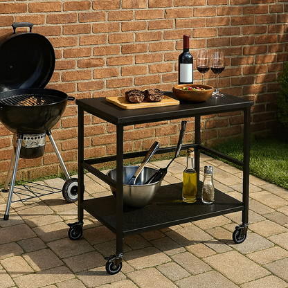 Versatile Outdoor Cart End Table - 2-Tier Movable Storage For Gardens & Outdoor Patios