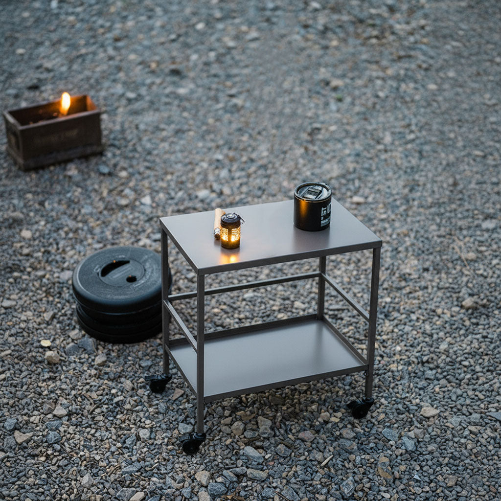 Versatile Outdoor Cart End Table - 2-Tier Movable Storage For Gardens & Outdoor Patios