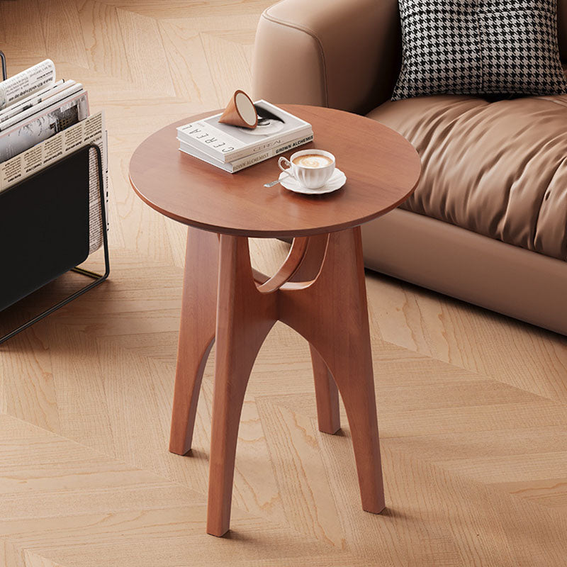 Contemporary Nordic Cylindrical Solid Wood Plywood Side Table 1-Tier For Living Room