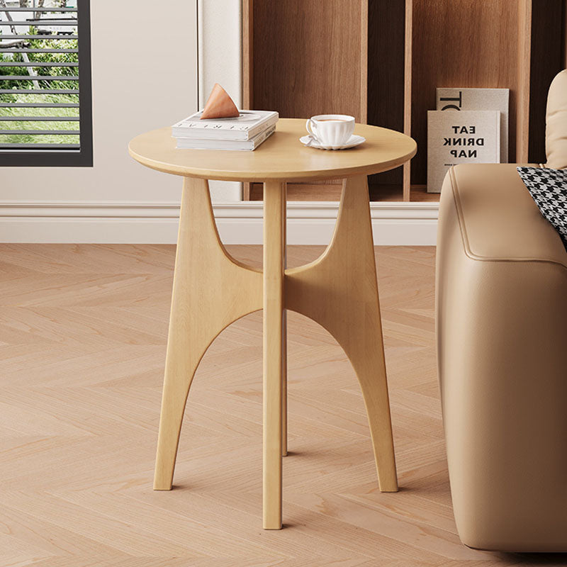 Contemporary Nordic Cylindrical Solid Wood Plywood Side Table 1-Tier For Living Room
