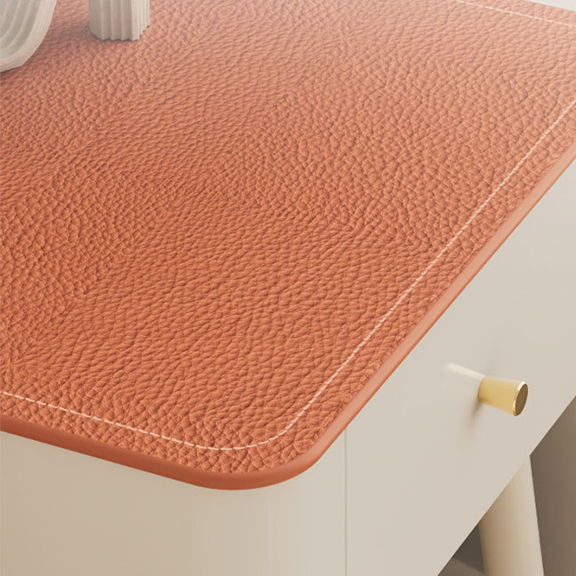 Contemporary Nordic Tempered Glass PP Iron Square Leather Texture Nightstand With 1 Drawer For Bedroom