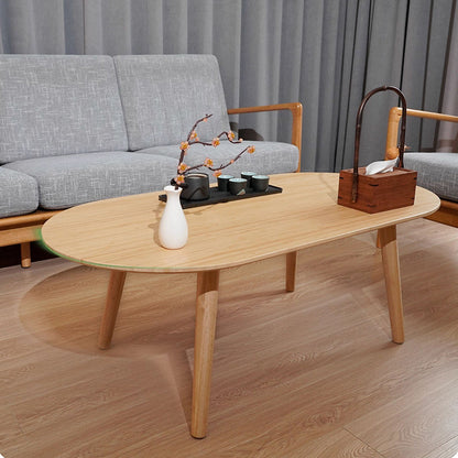 Natural Bamboo Oval Coffee Table - Contemporary Nordic Durable Living Room Table