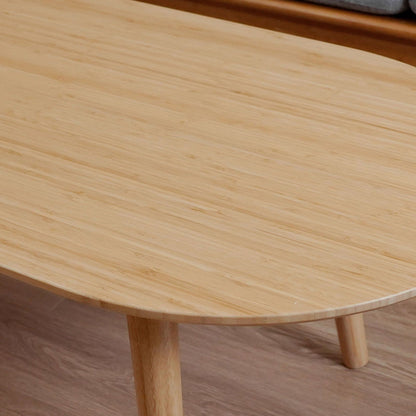 Natural Bamboo Oval Coffee Table - Contemporary Nordic Durable Living Room Table