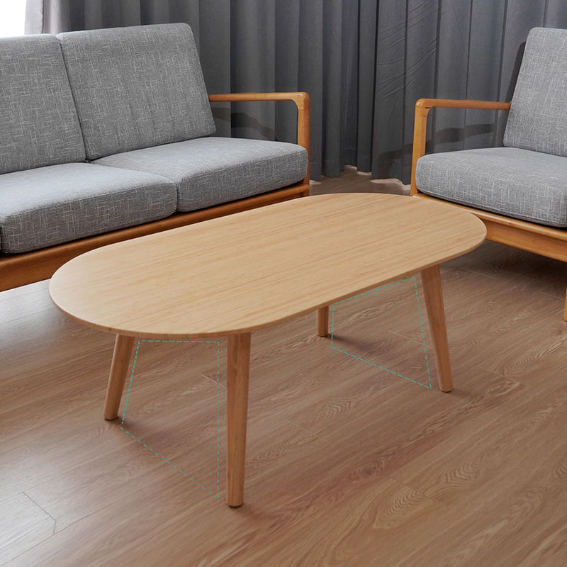 Natural Bamboo Oval Coffee Table - Contemporary Nordic Durable Living Room Table