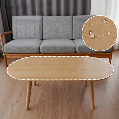 Natural Bamboo Oval Coffee Table - Contemporary Nordic Durable Living Room Table