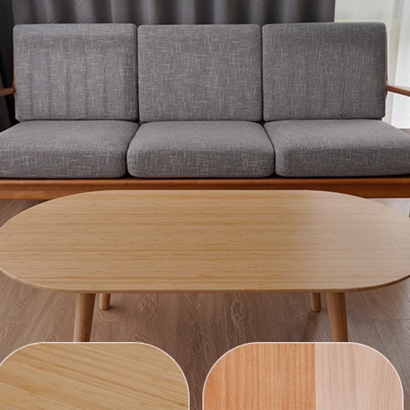Natural Bamboo Oval Coffee Table - Contemporary Nordic Durable Living Room Table