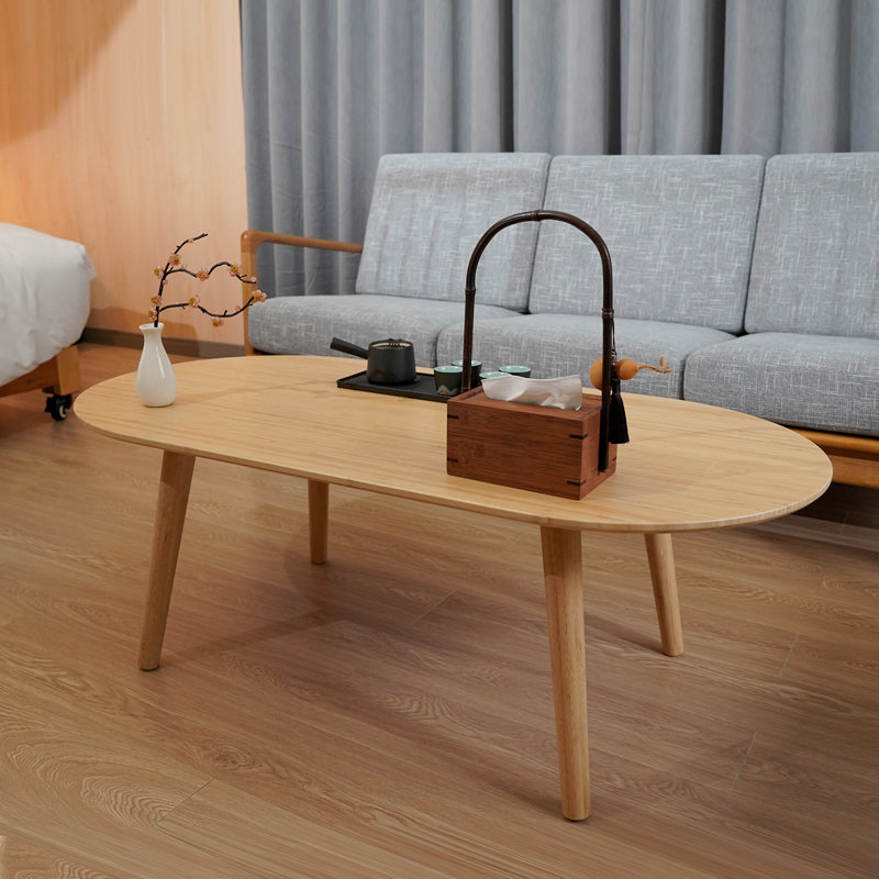 Natural Bamboo Oval Coffee Table - Contemporary Nordic Durable Living Room Table