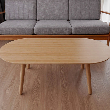 Natural Bamboo Oval Coffee Table - Contemporary Nordic Durable Living Room Table