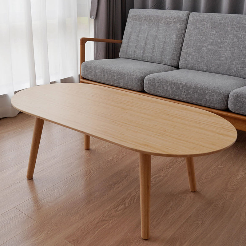 Natural Bamboo Oval Coffee Table - Contemporary Nordic Durable Living Room Table