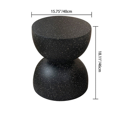 Contemporary Nordic Hourglass Round Magnesium Oxide End Table 1-Tray For Living Room