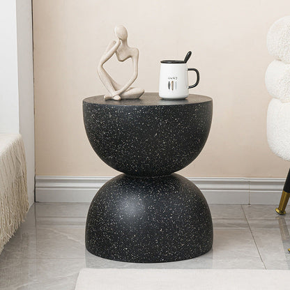 Contemporary Nordic Hourglass Round Magnesium Oxide End Table 1-Tray For Living Room