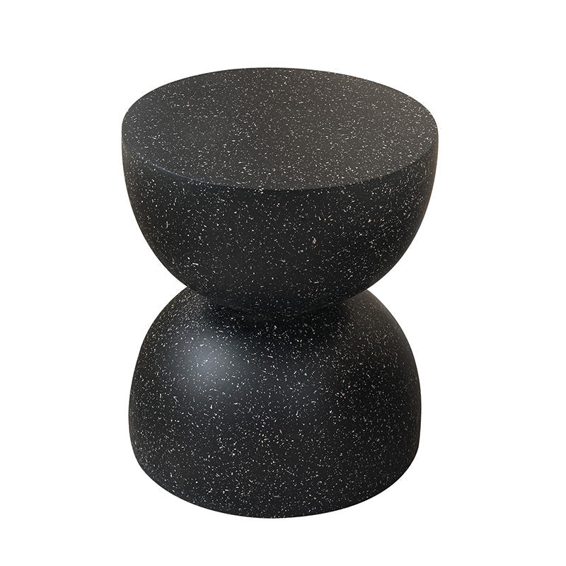 Contemporary Nordic Hourglass Round Magnesium Oxide End Table 1-Tray For Living Room